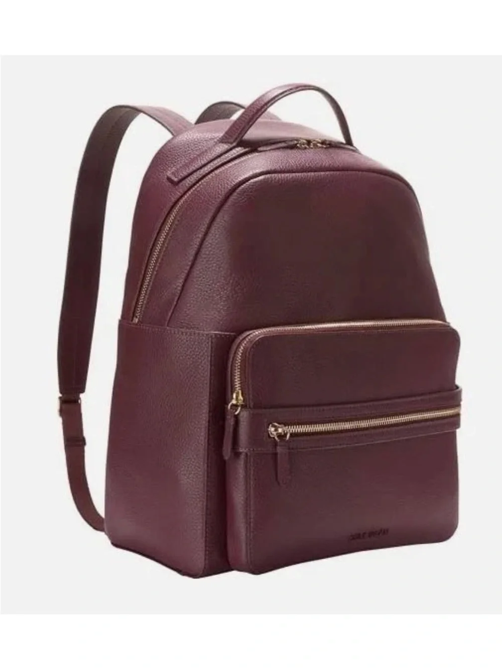 Cole Haan Burgundy Leather Backpack with Gold Hardware